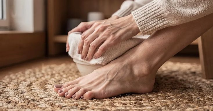 What should the water temperature be for diabetic foot patients when soaking their feet?